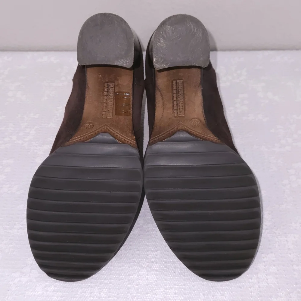 Alberto Fermani Chelsea Boots EU 40.5 Brown Pull-On Heeled Ankle Booties ITALY